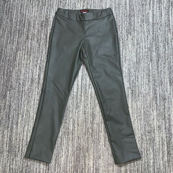 Krazy Larry Womens Size‎ 8 Faux Leather Pants Olive Green Pullon Elastic Waist - Picture 1 of 7